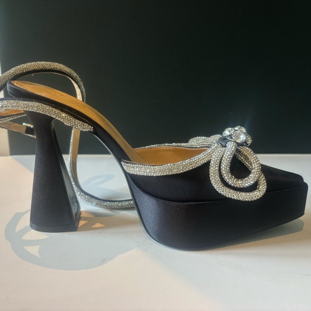 Mach & Mach Black Satin Heels